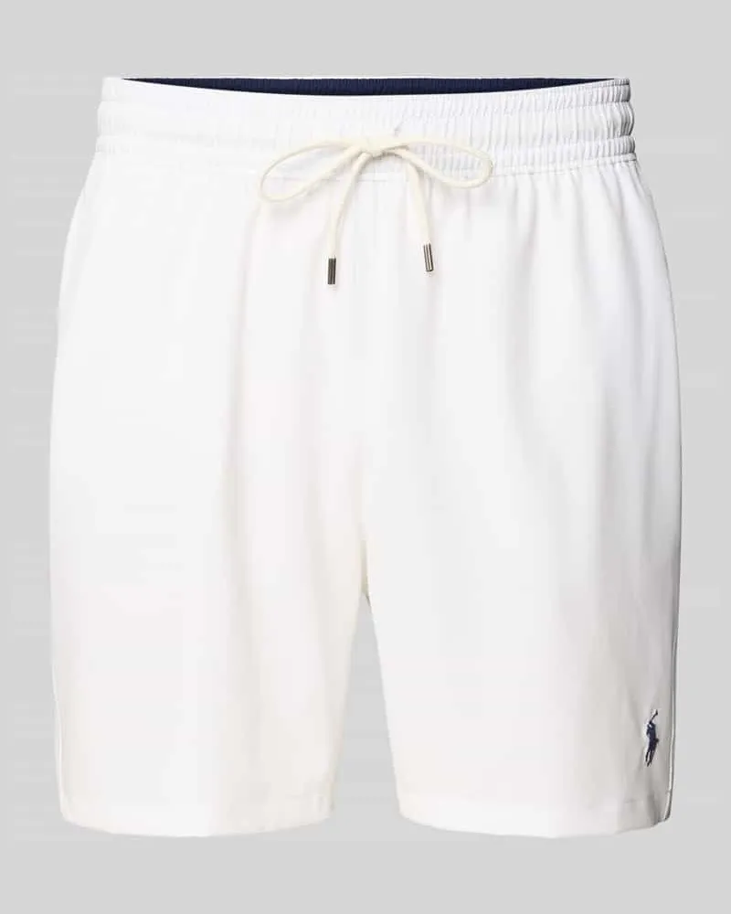 Ralph Lauren Badeshorts mit Logo-Stitching Modell 'TRAVELER Weiss