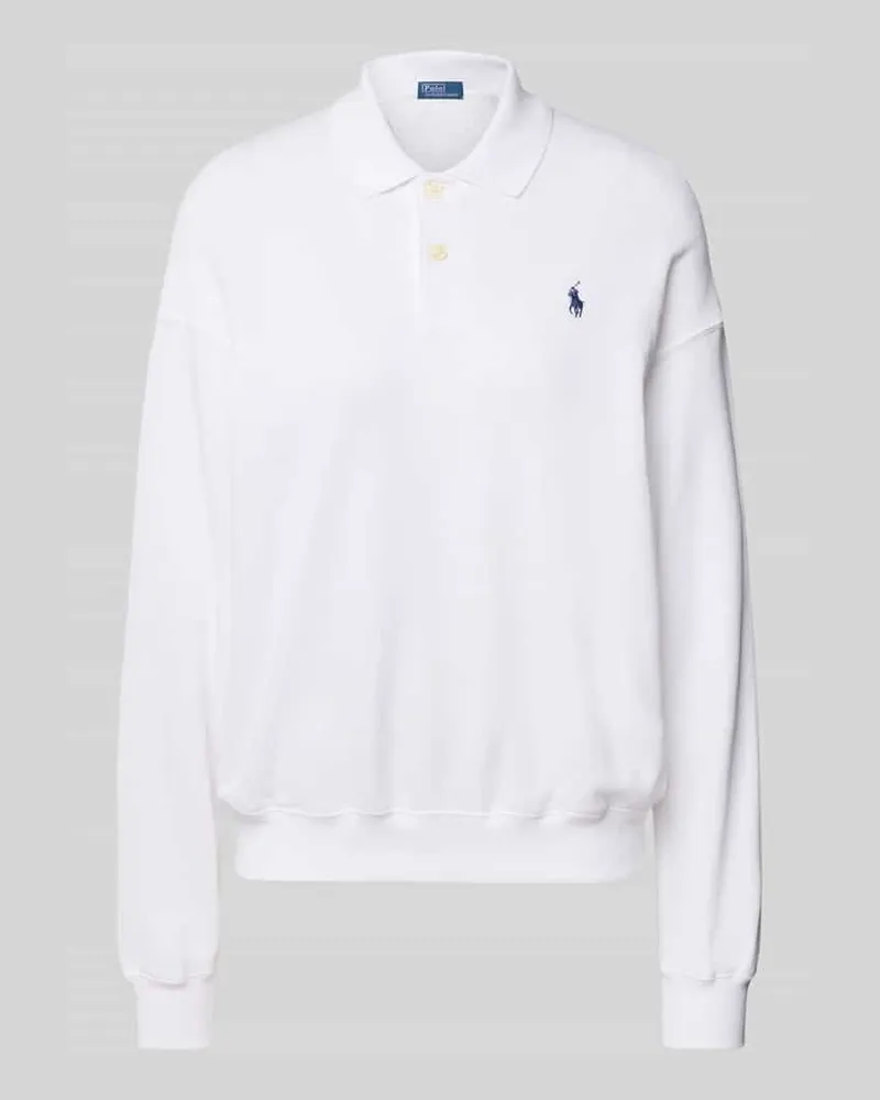 Ralph Lauren Sweatshirt mit Polokragen und Label-Stitching Weiss