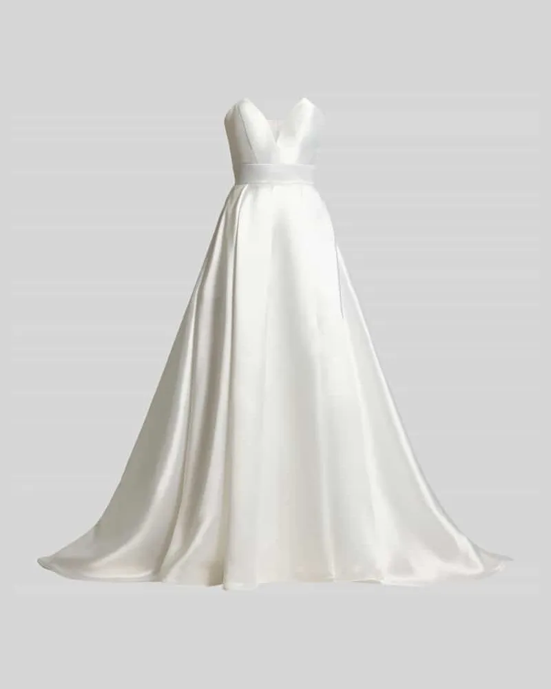 LUXUAR Brautkleid mit Details aus Spitze Offwhite