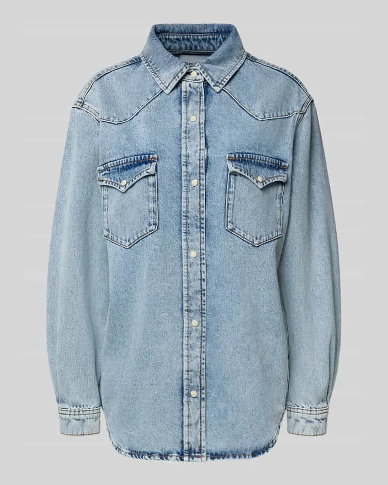 Marc O'Polo Relaxed Fit Jeansbluse aus Baumwoll-Brennnesselfaser-Mix Jeansblau