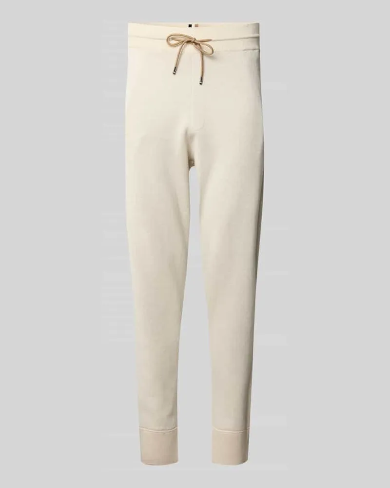 HUGO BOSS Regular Fit Sweatpants aus Baumwoll-Schurwoll-Mix Modell 'IDRICO Offwhite