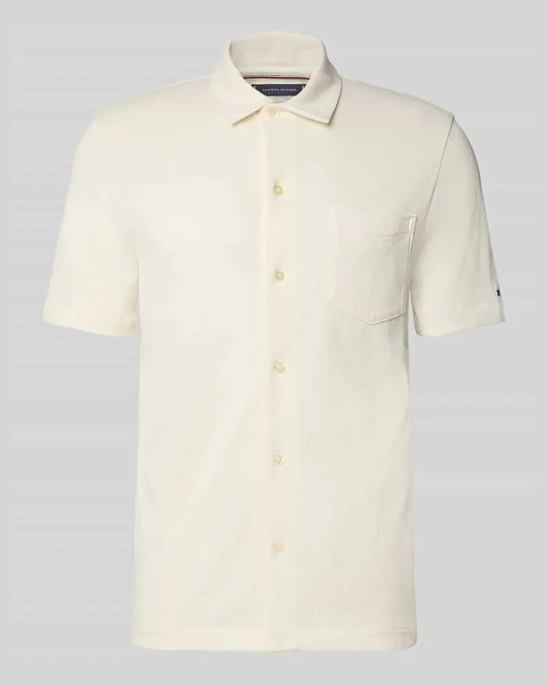 Tommy Hilfiger Regular Fit Freizeithemd mit Mesh-Struktur Weiss