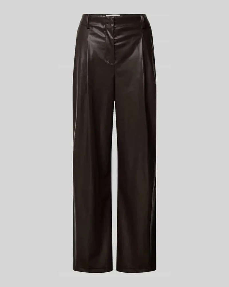 ba&sh Stoffhose in Leder-Optik Dunkelbraun