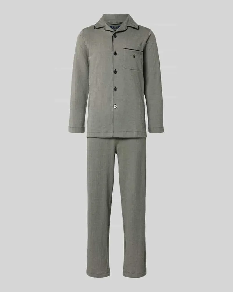 Ralph Lauren Pyjama aus Flanell mit Label-Stitching Mittelgrau