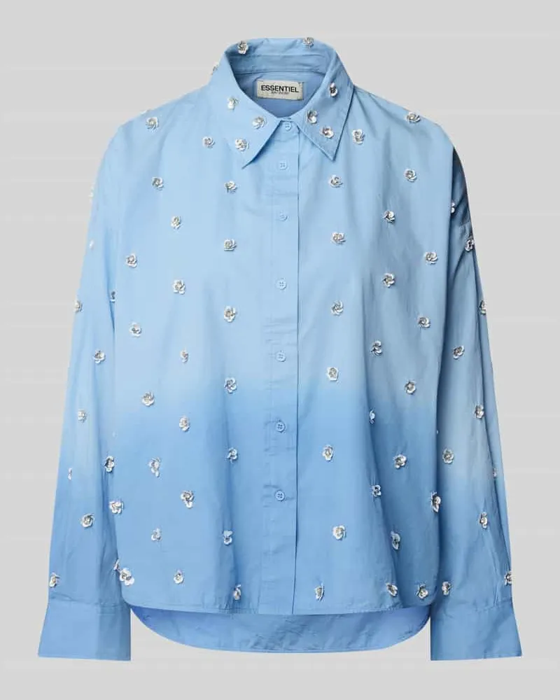 Essentiel Regular Fit Bluse mit Pailletten Modell 'Harkansas Hellblau
