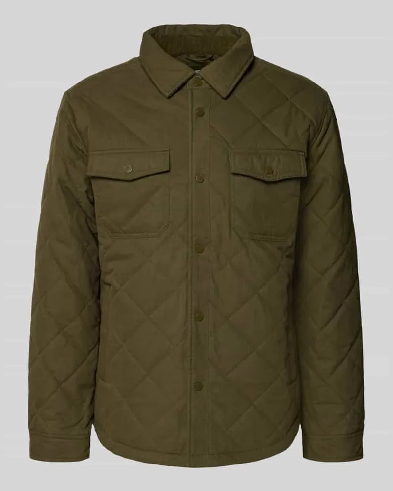 Pepe Jeans Regular Fit Hemdjacke aus Baumwoll-Mix Modell 'QUILTED WORKSHIRT Oliv