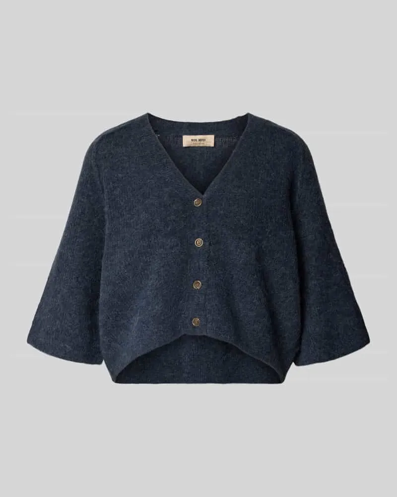 Mos Mosh Strickjacke aus Alpaka-Mix mit Leinen-Anteil Modell 'Thora Dunkelblau