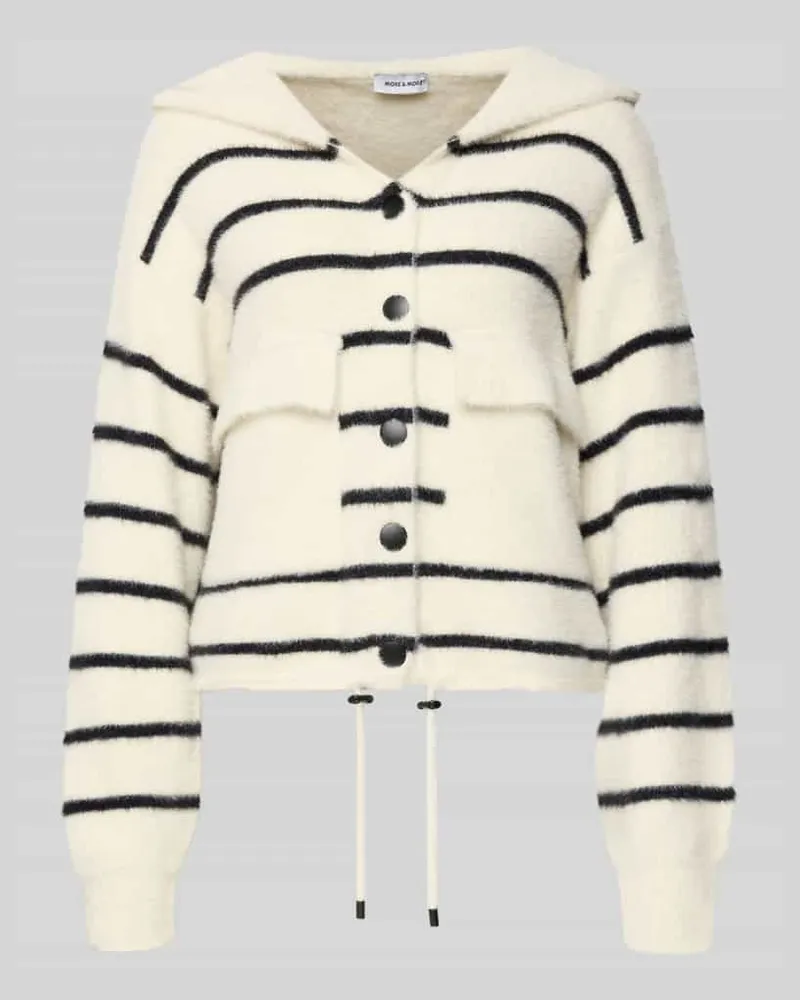 More & More Regular Fit Jacke in Strick-Optik Modell 'Dezember Offwhite