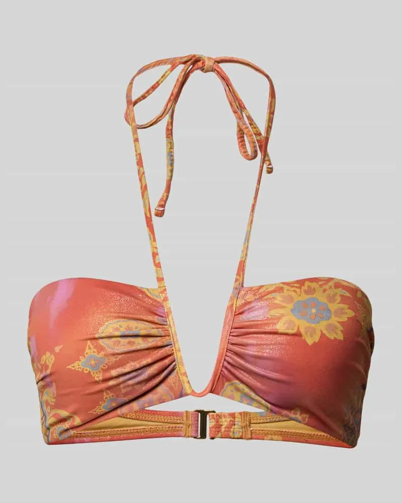 Ralph Lauren Bikini-Oberteil mit Neckholder Modell 'MEDALLION SHIMMER SHIRRED Orange