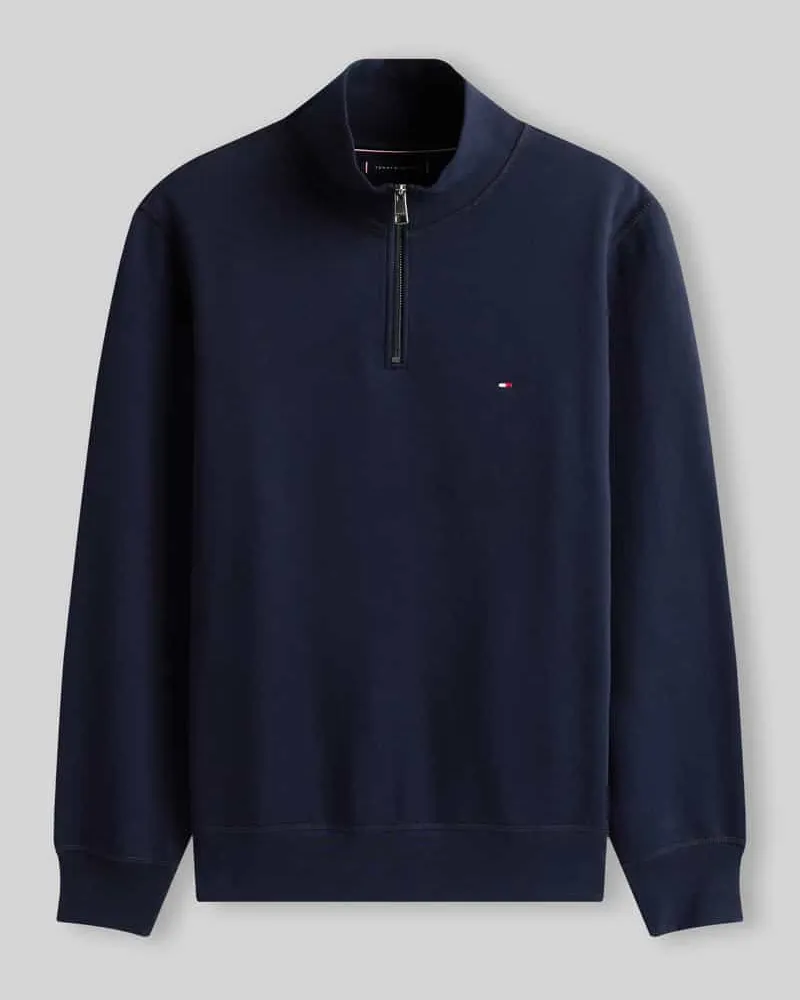 Tommy Hilfiger Regular Fit Troyer aus Baumwoll-Mix Marine
