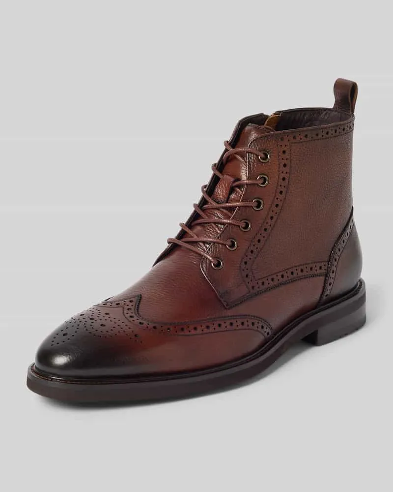 Carl Gross Schnürboots aus echtem Leder Modell 'UDET Dunkelbraun