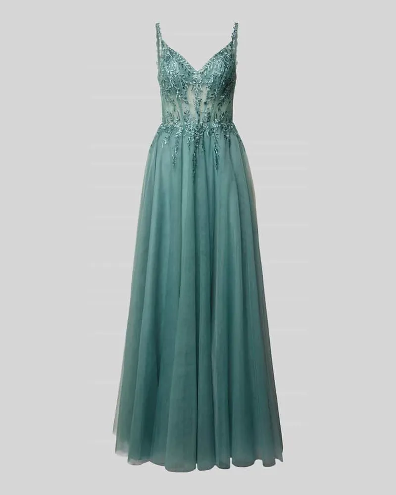 LUXUAR Abendkleid mit Strasssteinbesatz Gruen
