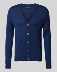 Christian Berg Slim Fit Cardigan aus Woll-Mix mit V-Ausschnitt Dunkelblau