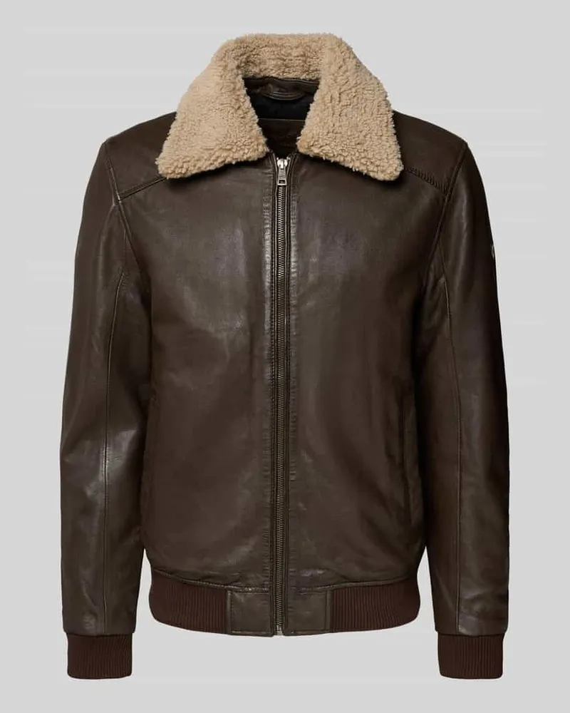 Mauritius Bomberjacke in Leder-Optik Dunkelbraun