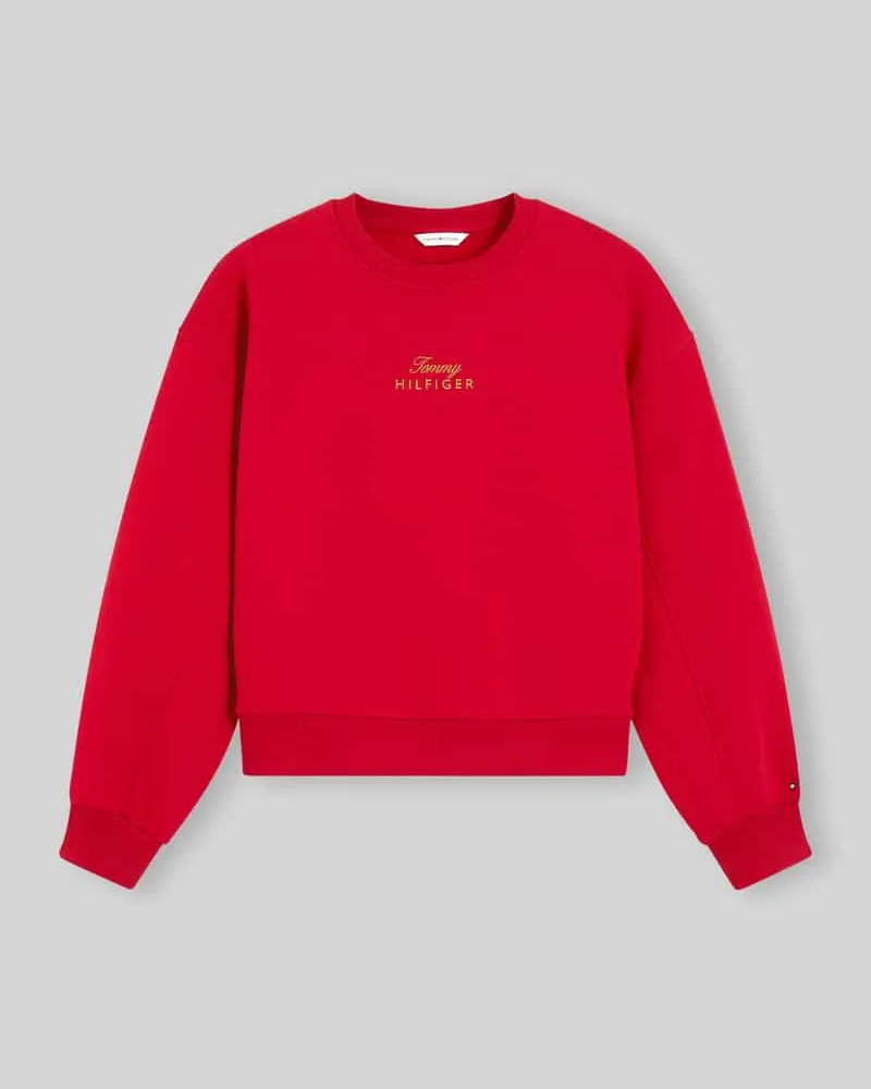 Tommy Hilfiger Sweatshirt mit Logo-Schriftzug Dunkelrot