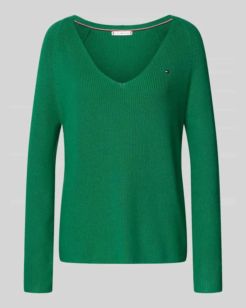 Tommy Hilfiger Regular Fit Strickpullover aus reiner Baumwolle Dunkelgruen