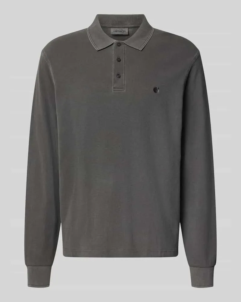 Carhartt WIP Relaxed Fit Poloshirt aus reiner Baumwolle mit Label-Stitching Black