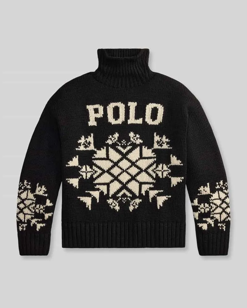 Ralph Lauren Relaxed Fit Rollkragenpullover aus reiner Wolle Black