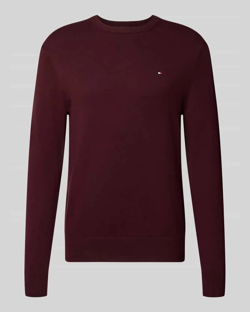 Tommy Hilfiger Regular Fit Strickpullover aus Baumwoll-Kaschmir-Mix Bordeaux