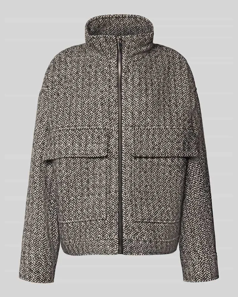 JAKE*S Jacke mit Stehkragen und Pattentaschen Black