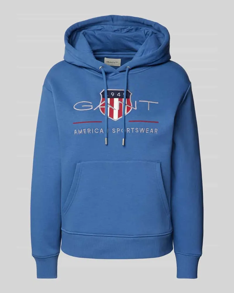 Gant Hoodie mit Label-Stitching Hellblau