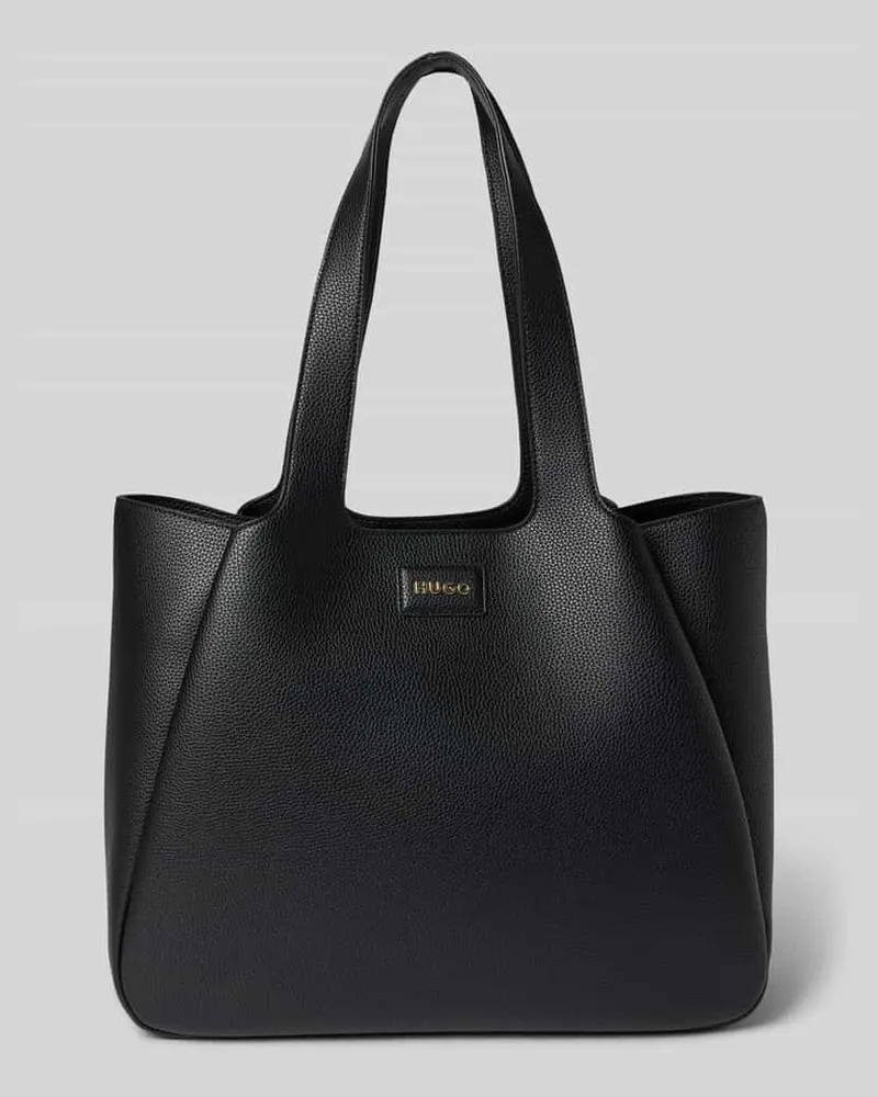 HUGO BOSS Shopper in Leder-Optik mit Logo-Aufnäher Black