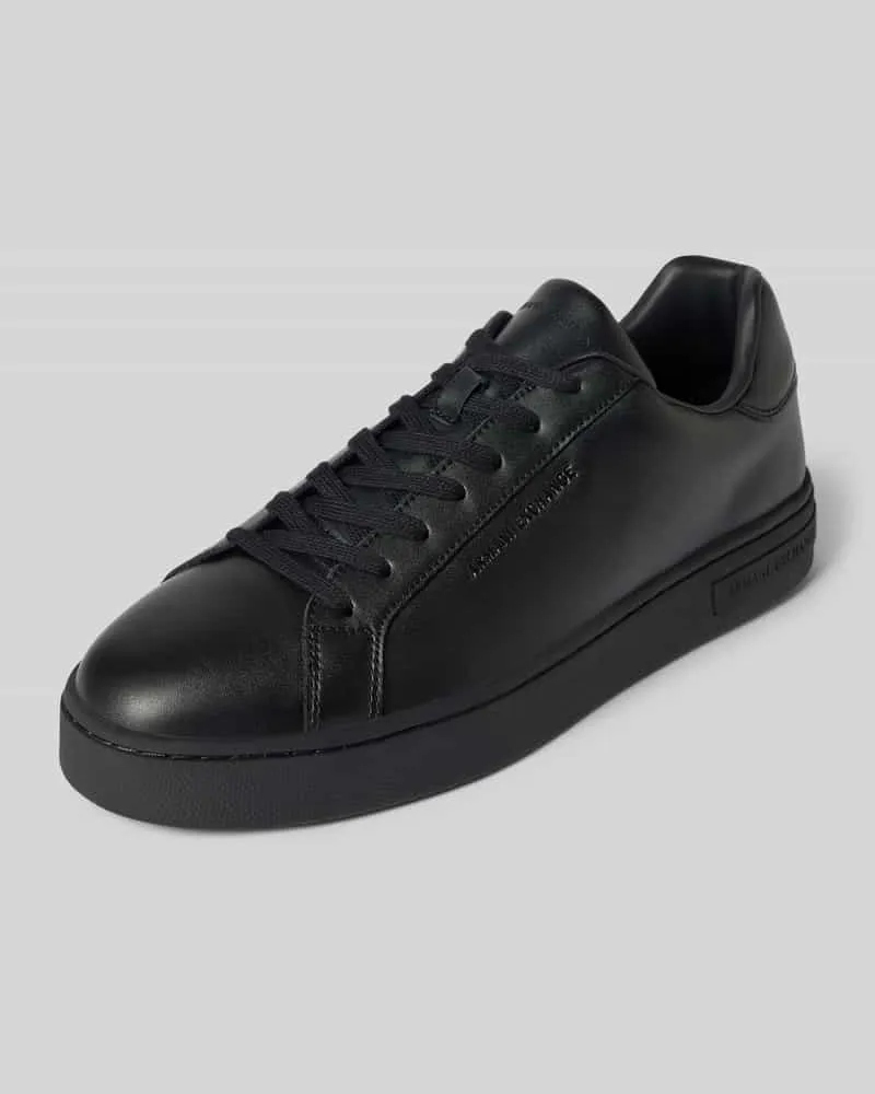 Armani Exchange Ledersneaker mit Label-Prägung Modell 'ACTION Black
