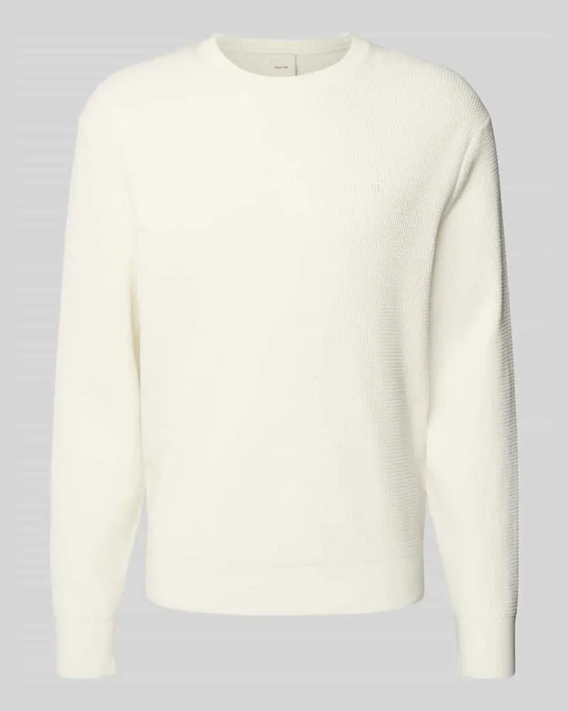 Calvin Klein Relaxed Fit Pullover in Strick-Optik Modell 'Texture Offwhite