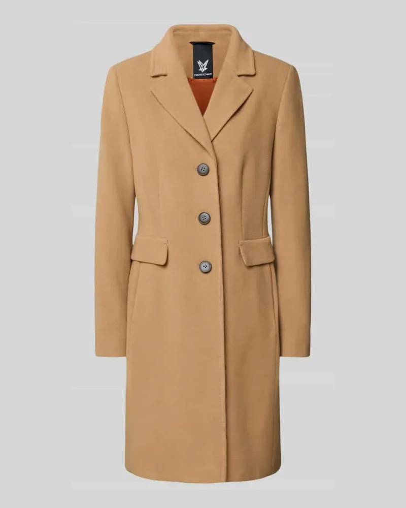 Fuchs Schmitt Wollmantel mit Kaschmir-Anteil und Pattentaschen Camel