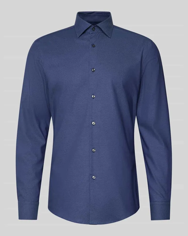 HUGO BOSS Slim Fit Businesshemd aus Baumwoll-Mix Modell 'HANK Marine