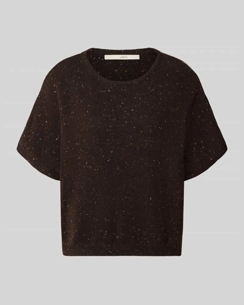 Lanius Relaxed Fit T-Shirt aus Schurwoll-Mix in Strick-Optik Bordeaux