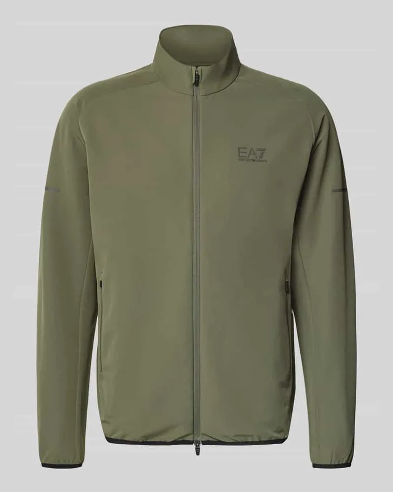EA7 Regular Fit Sweatjacke mit Logo-Print Modell 'Ventus Schlamm