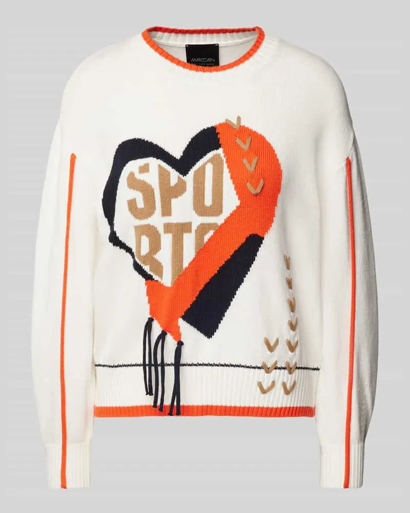 Marc Cain Strickpullover mit Rundhalsausschnitt Offwhite