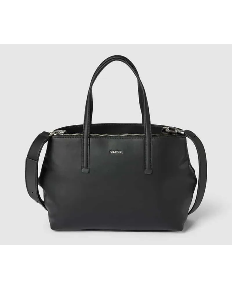 Calvin Klein Handtasche in Leder-Optik mit Label-Detail Black