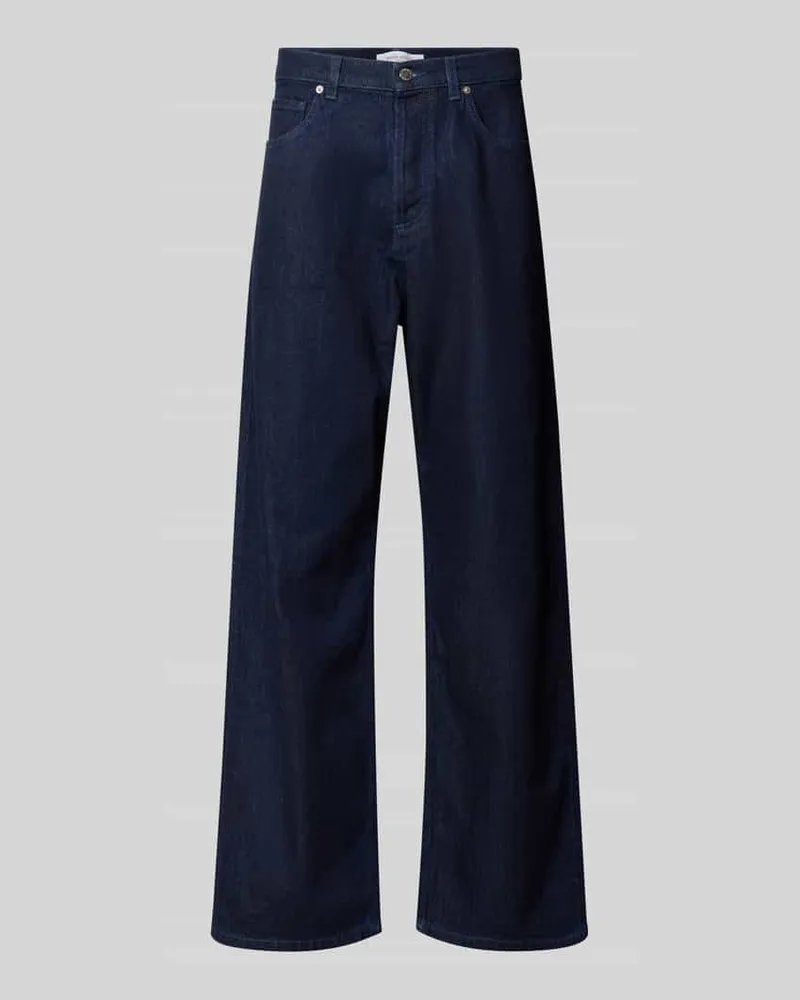 Kitsuné Wide Fit Jeans aus reiner Baumwolle Dunkelblau