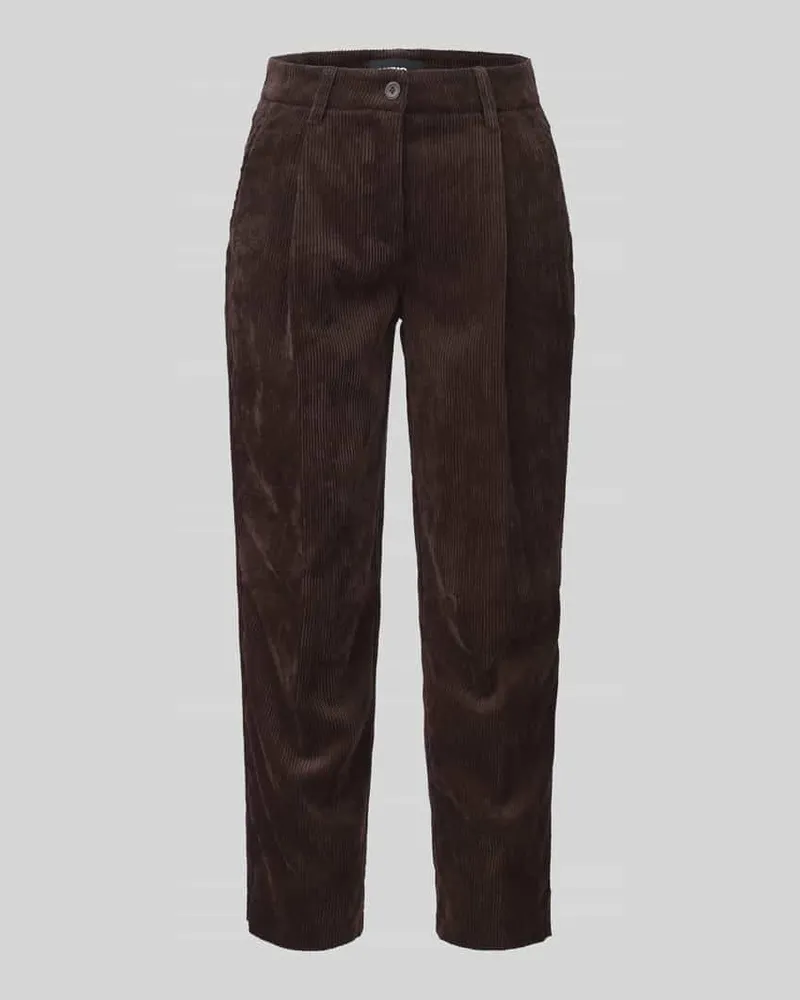 Cambio Regular Fit Cordhose mit Bundfalte Modell 'ORTENSIA Dunkelbraun
