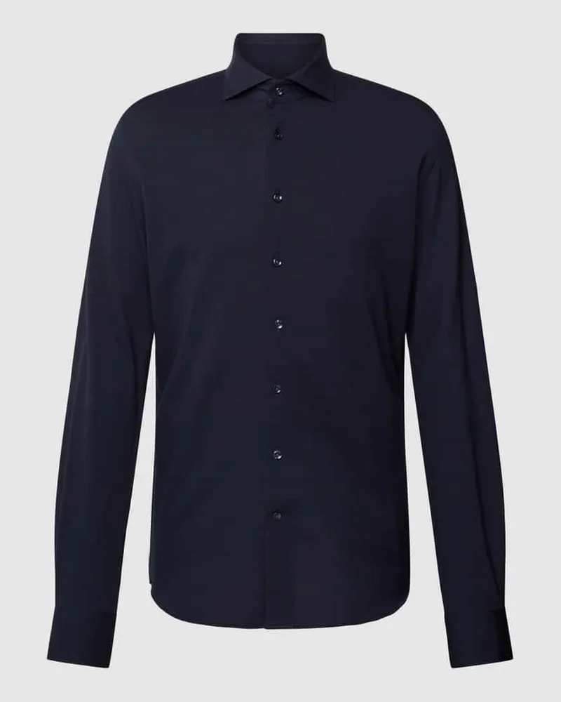 Profuomo Freizeithemd in unifarbenem Design Dunkelblau