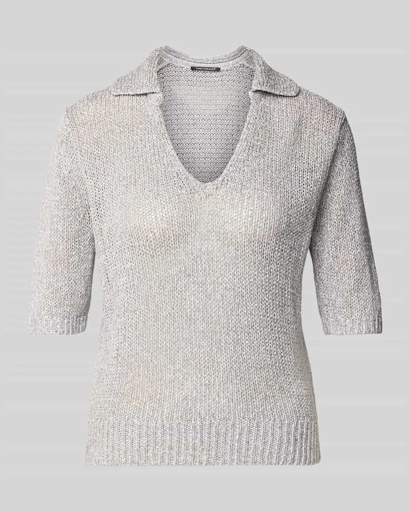 Luisa Cerano Strickshirt aus Leinen-Mix mit 1/2-Arm Silber