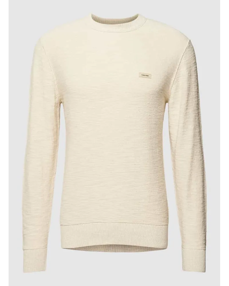 Calvin Klein Strickpullover mit Label-Badge Sand