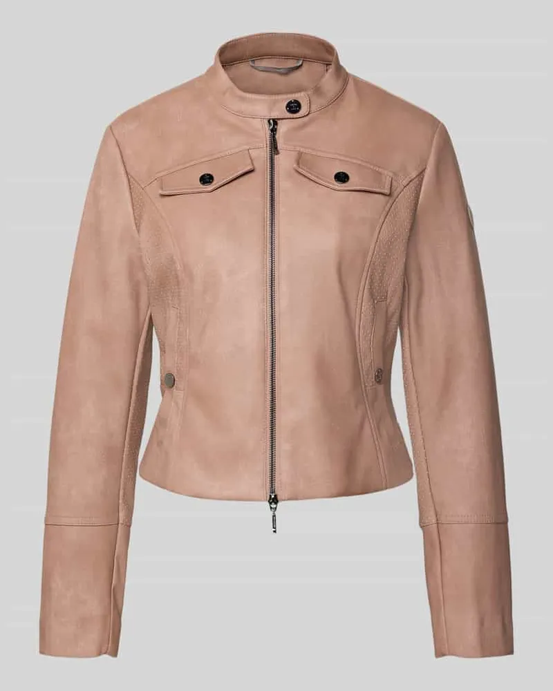 AMBER & JUNE Slim Fit Jacke in Leder-Optik Rose