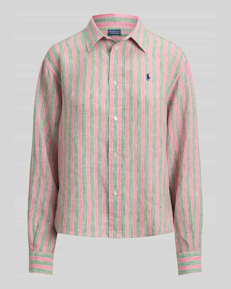 Ralph Lauren Boxy Fit Hemdbluse aus reinem Leinen Fuchsia