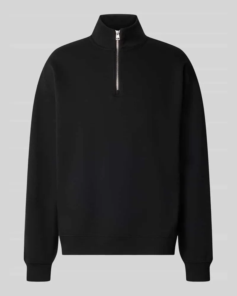 HUGO BOSS Regular Fit Troyer aus Baumwoll-Mix Modell 'Dalizip Black