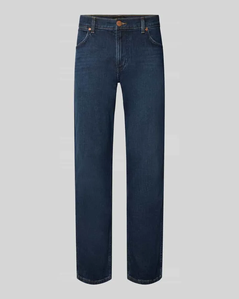 Wrangler Straight Fit Jeans aus Baumwoll-Mix Modell 'Greensboro Dunkelblau