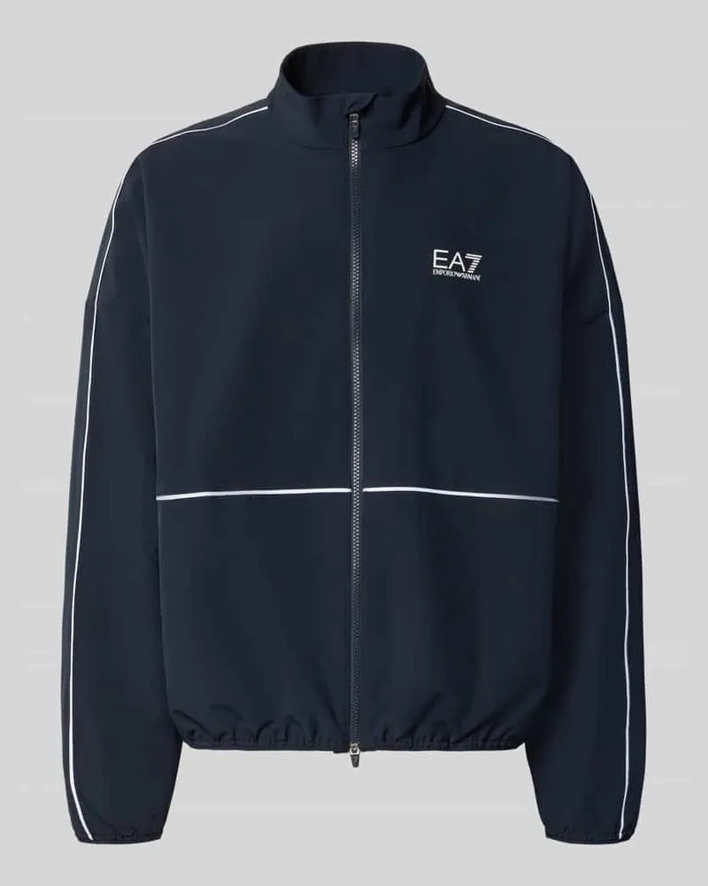 EA7 Bomberjacke mit Stehkragen und Logo-Print Dunkelblau