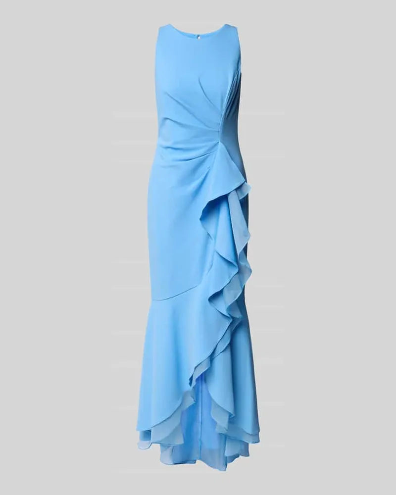 Adrianna Papell Maxikleid mit Volants und Rundhalsausschnitt Hellblau