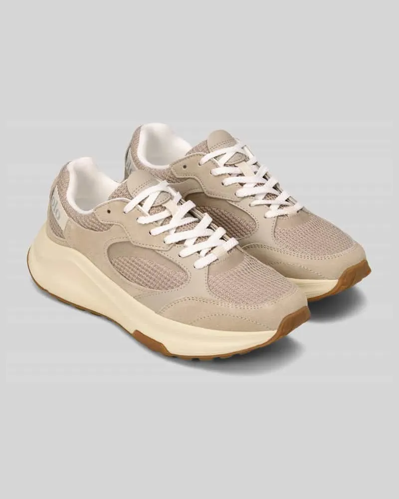 Marc O'Polo Sneaker aus Rindleder und mit Mesh-Einsatz Modell 'LIV Mittelgrau