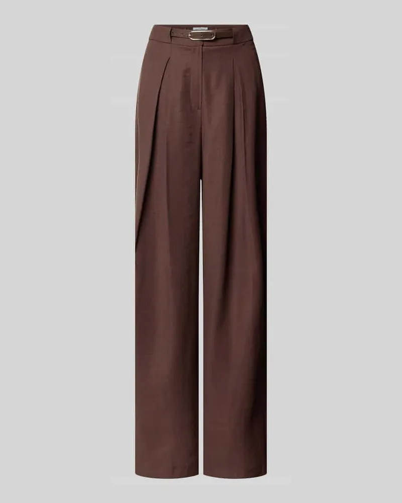 More & More Stoffhose aus Modal-Mix mit Gürtel Dunkelbraun