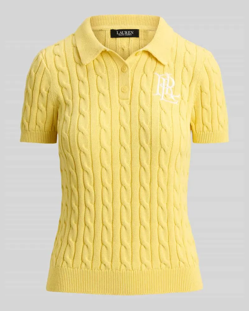 Ralph Lauren Regular Fit Strick Poloshirt mit Label Stitching Hellgelb