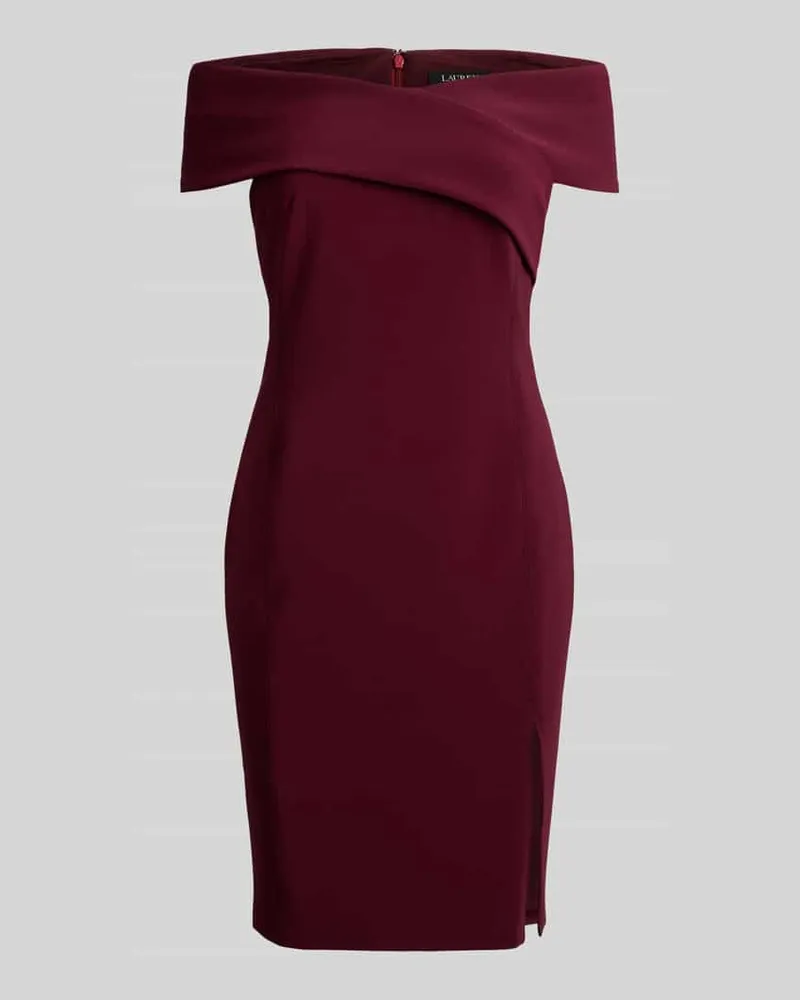 Ralph Lauren Cocktailkleid mit Carmenausschnitt Bordeaux