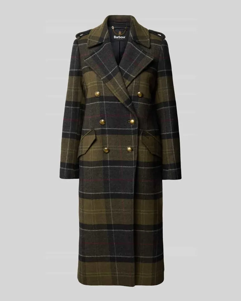 Barbour Taillierter Wollmantel aus Woll-Mix mit Karomuster Marine